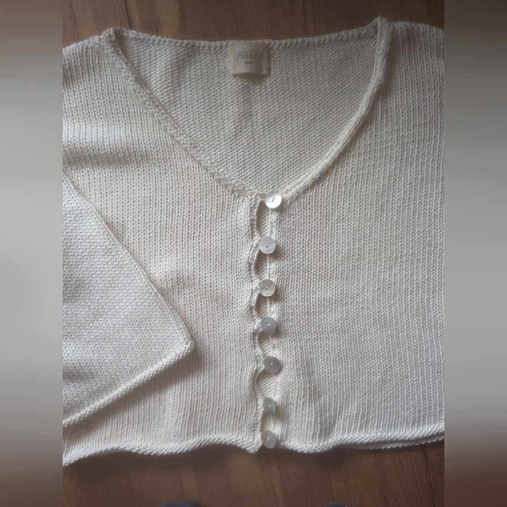 Jaggery London Paola Cotton Knit Cardigan Sweater